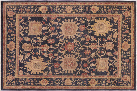 handmade Transitional Kafkaz Blue Tan Hand Knotted RECTANGLE 100% WOOL area rug 8' x 10'