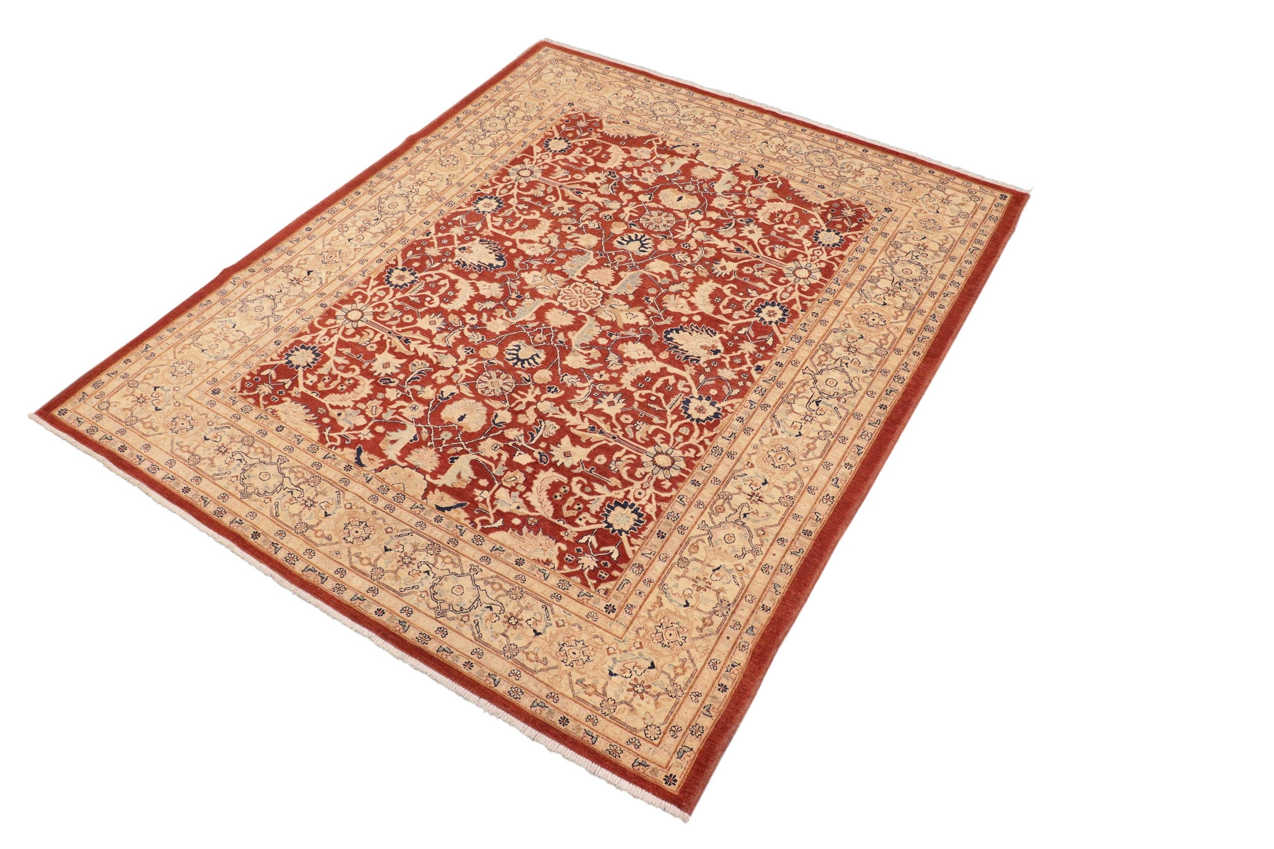 handmade Traditional Kafkaz Rust Beige Hand Knotted RECTANGLE 100% WOOL area rug 8x9