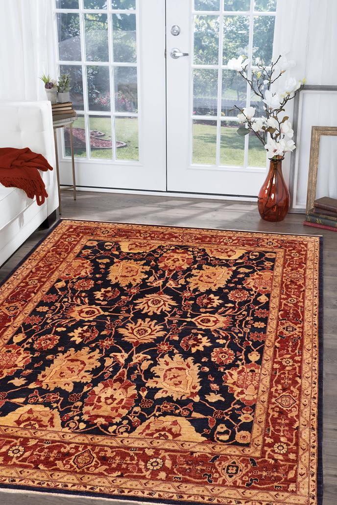 handmade Traditional Kafkaz Blue Red Hand Knotted RECTANGLE 100% WOOL area rug 8 x 10