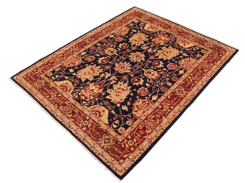 handmade Traditional Kafkaz Blue Red Hand Knotted RECTANGLE 100% WOOL area rug 8 x 10