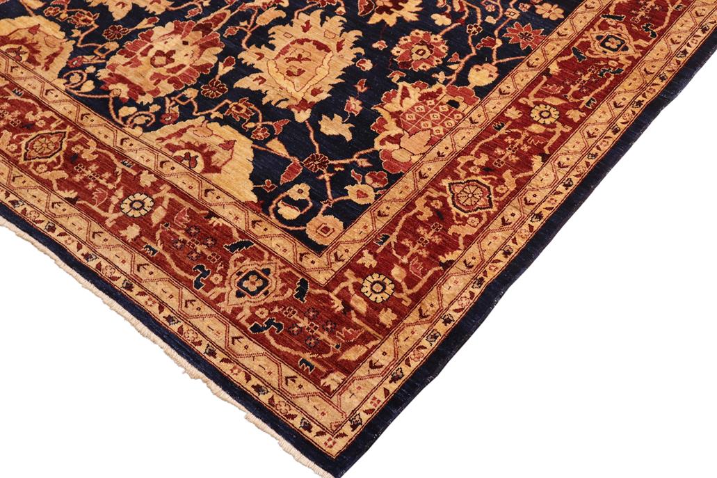 handmade Traditional Kafkaz Blue Red Hand Knotted RECTANGLE 100% WOOL area rug 8 x 10