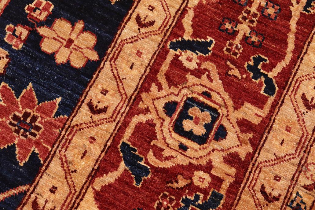 handmade Traditional Kafkaz Blue Red Hand Knotted RECTANGLE 100% WOOL area rug 8 x 10