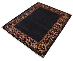 handmade Modern Kafkaz Navy Beige Hand Knotted RECTANGLE 100% WOOL area rug 8 x 10