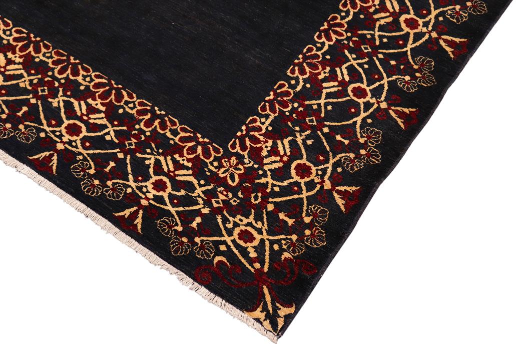 handmade Modern Kafkaz Navy Beige Hand Knotted RECTANGLE 100% WOOL area rug 8 x 10