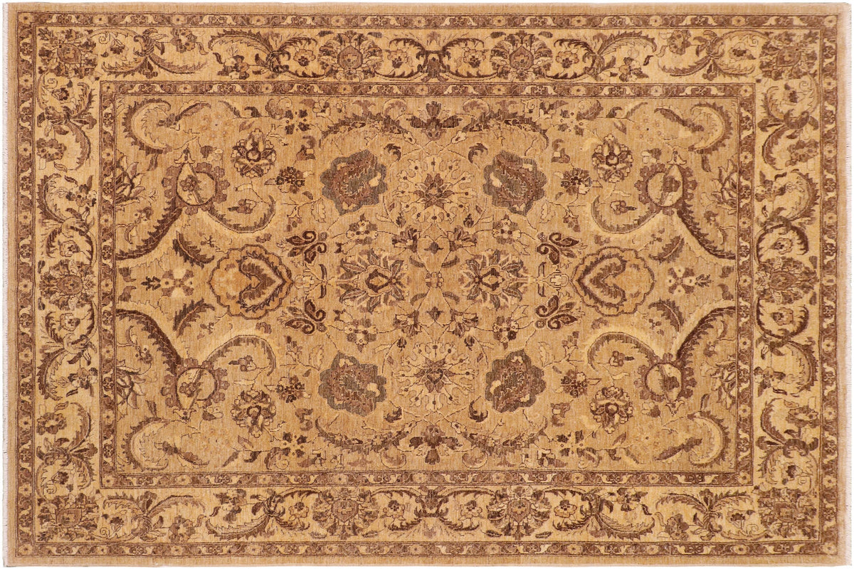 8x10 hand knotted Ziegler wool rug in gray and tan - Bohemian Ziegler Ava
