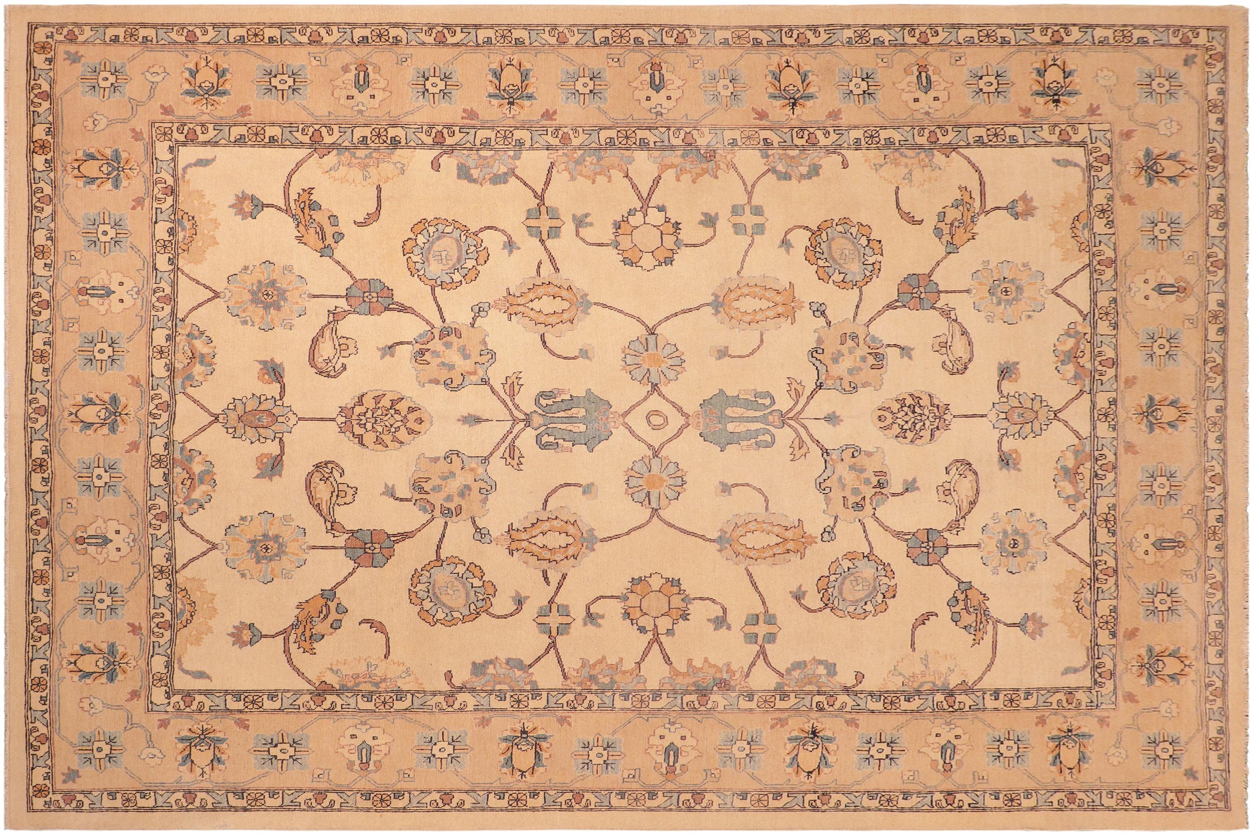 handmade Transitional Antique Beige Lt. Brown Hand Knotted RECTANGLE 100% WOOL area rug 8' x 10'
