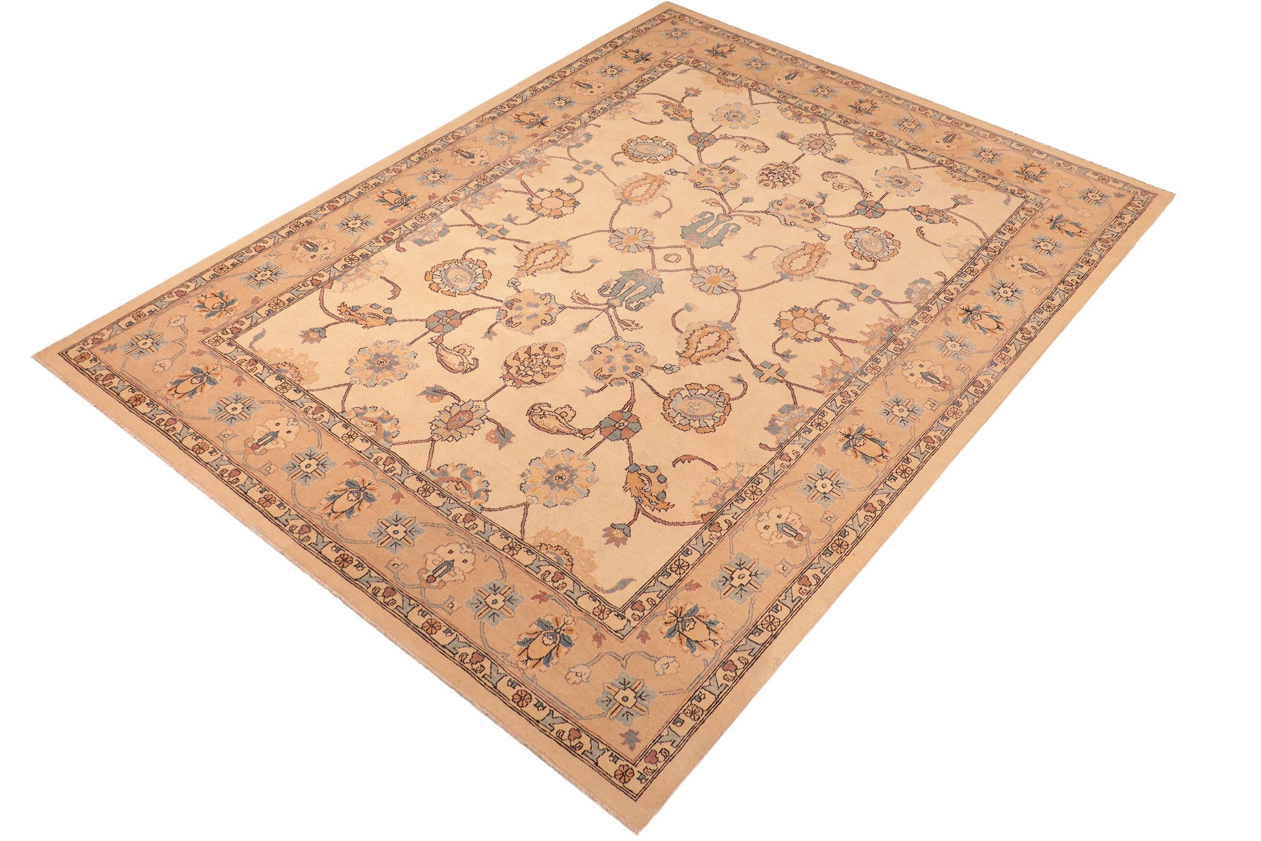 handmade Transitional Antique Beige Lt. Brown Hand Knotted RECTANGLE 100% WOOL area rug 8' x 10'