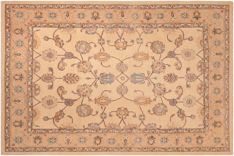handmade Transitional Antique Beige Lt. Brown Hand Knotted RECTANGLE 100% WOOL area rug 8' x 10'