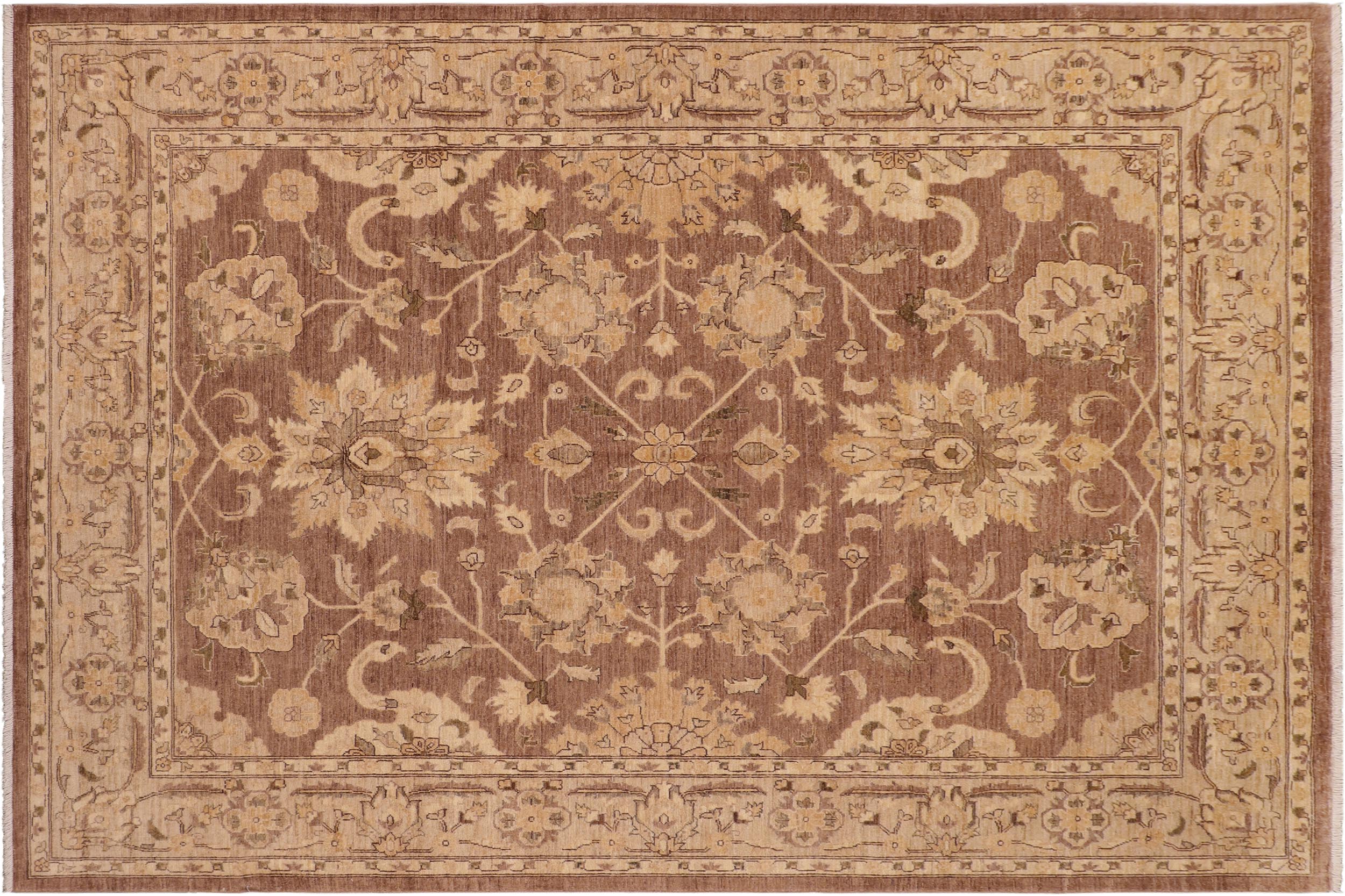 handmade Traditional Kafkaz Brown Tan Hand Knotted RECTANGLE 100% WOOL area rug 8x10