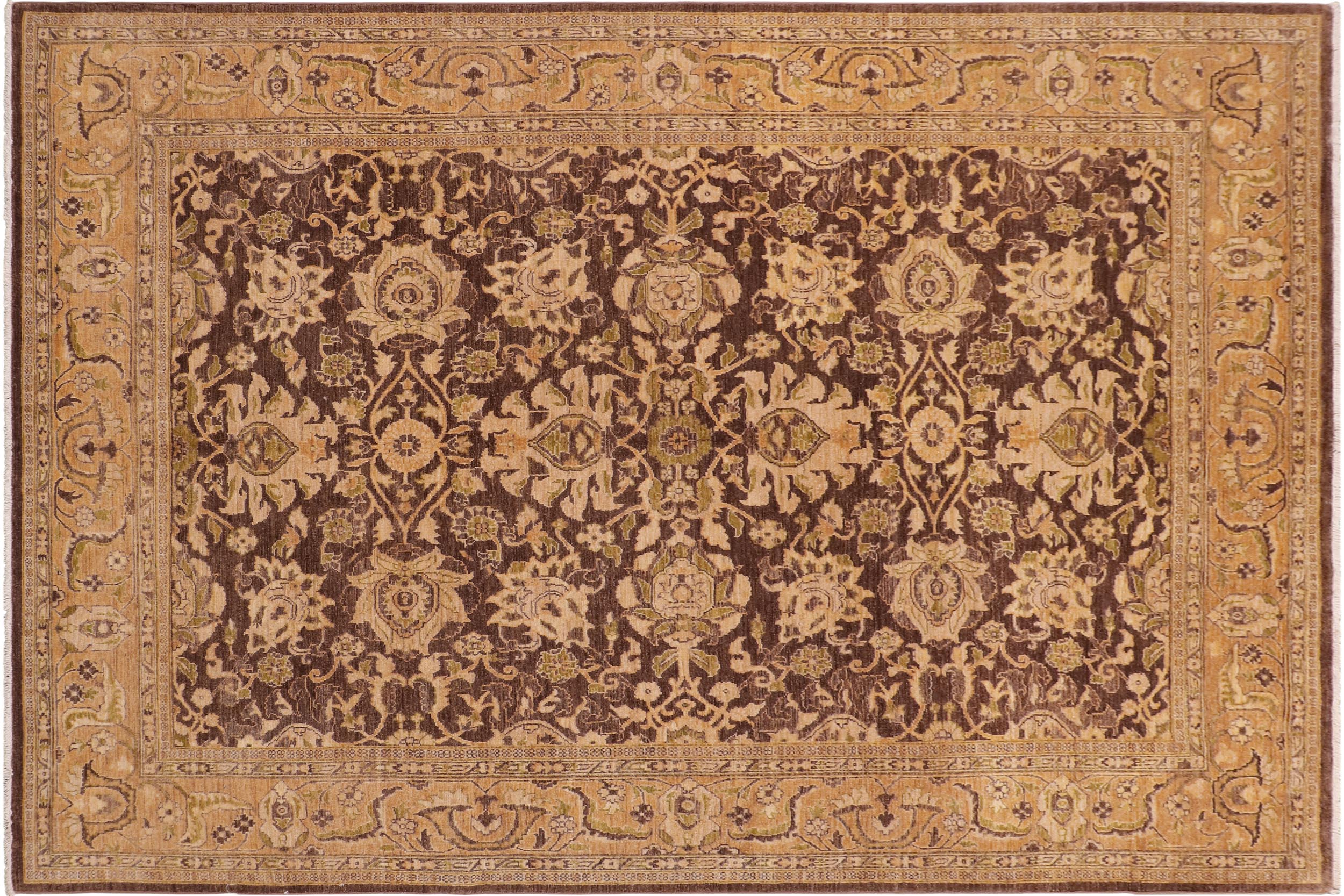handmade Transitional Kafkaz Brown Tan Hand Knotted RECTANGLE 100% WOOL area rug 8' x 10'