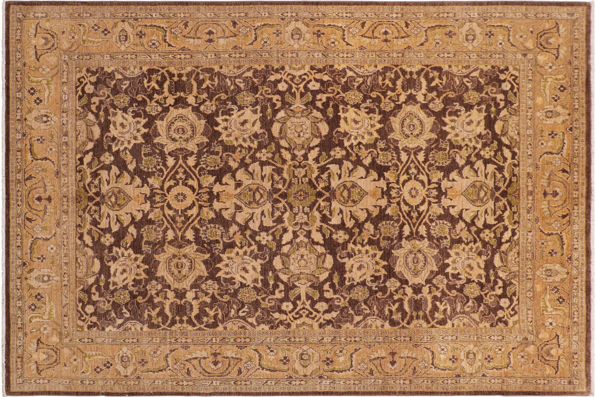 8x10 hand knotted transitional wool rug in brown and tan - Oriental Alexandr