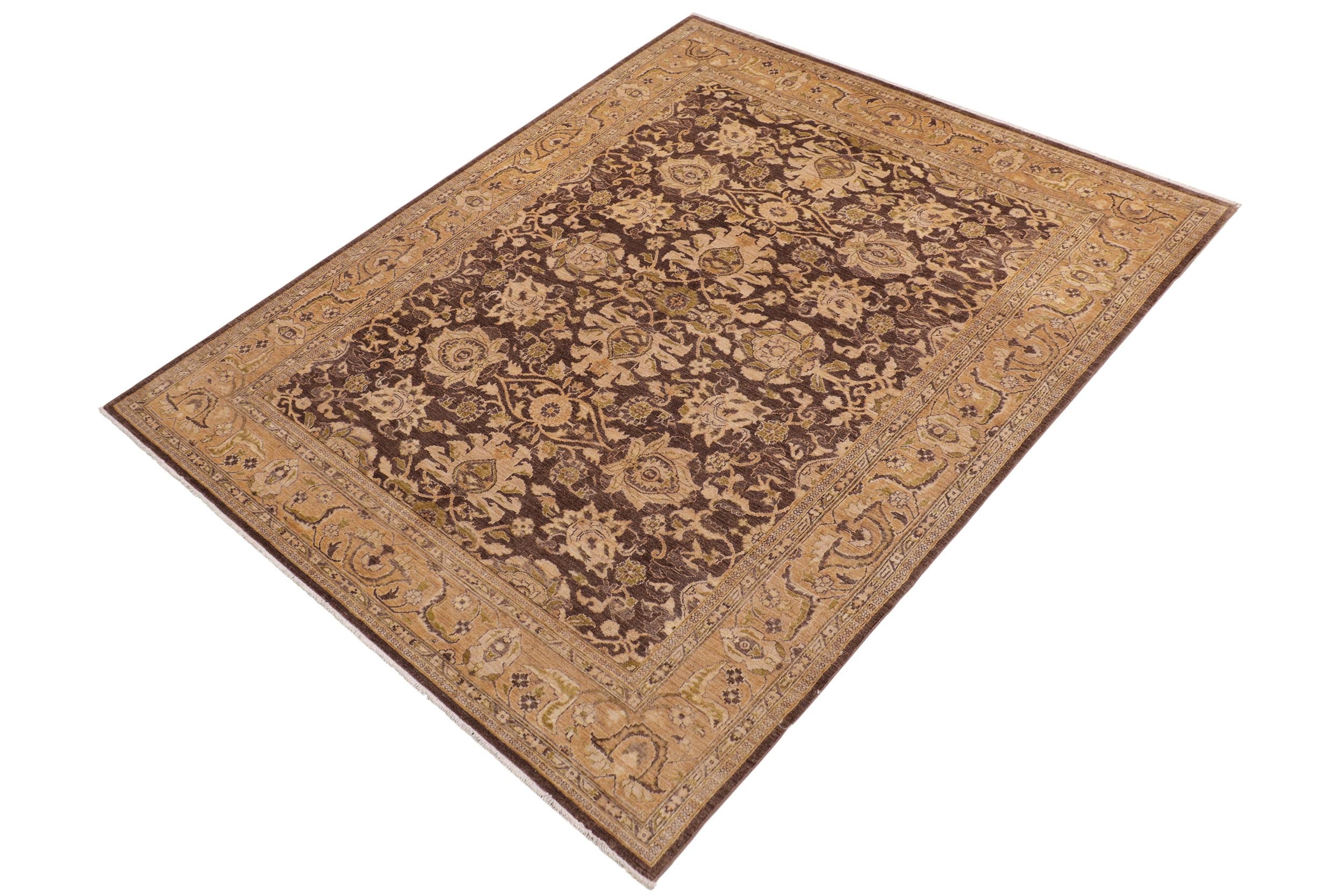handmade Transitional Kafkaz Brown Tan Hand Knotted RECTANGLE 100% WOOL area rug 8' x 10'