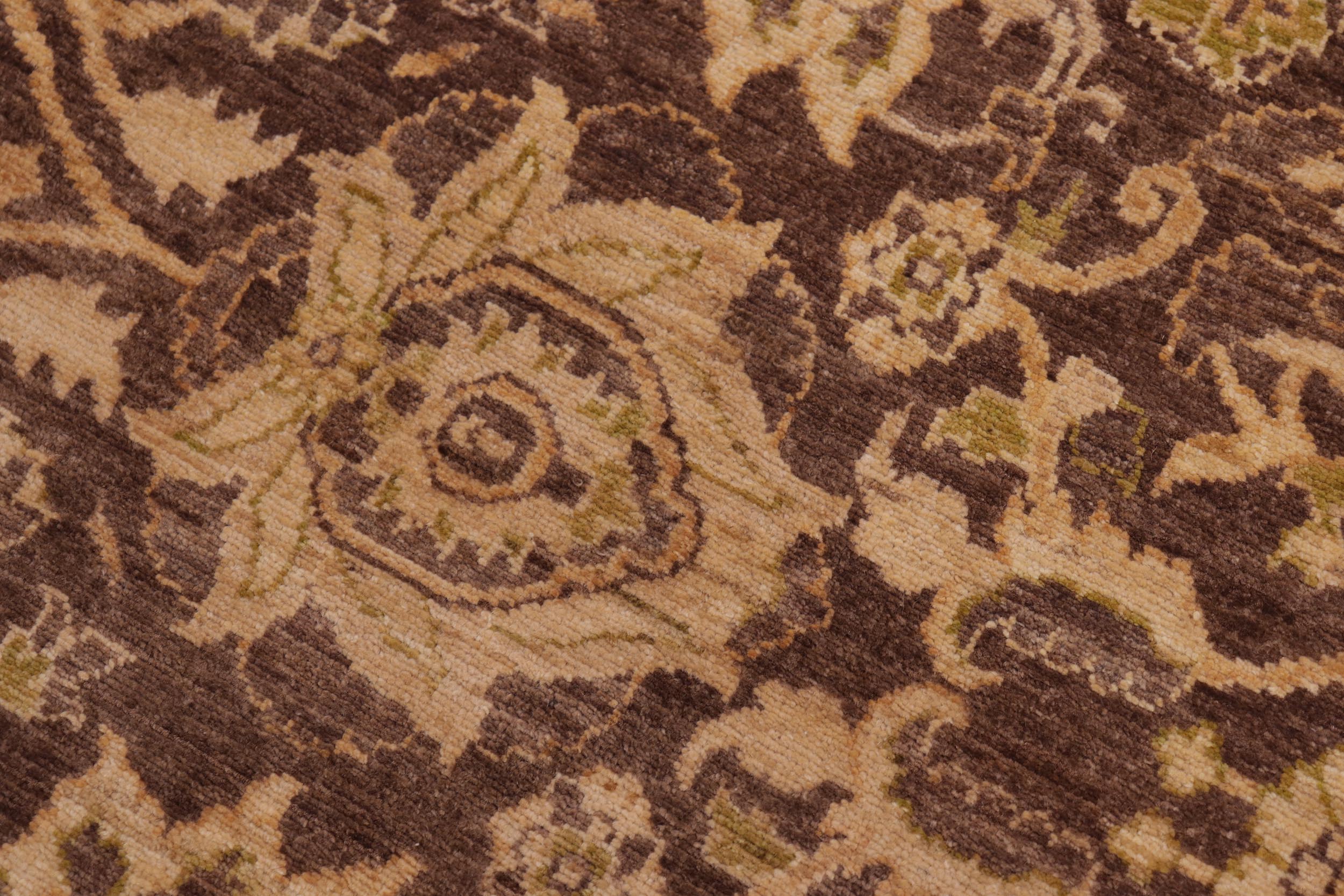 handmade Transitional Kafkaz Brown Tan Hand Knotted RECTANGLE 100% WOOL area rug 8' x 10'