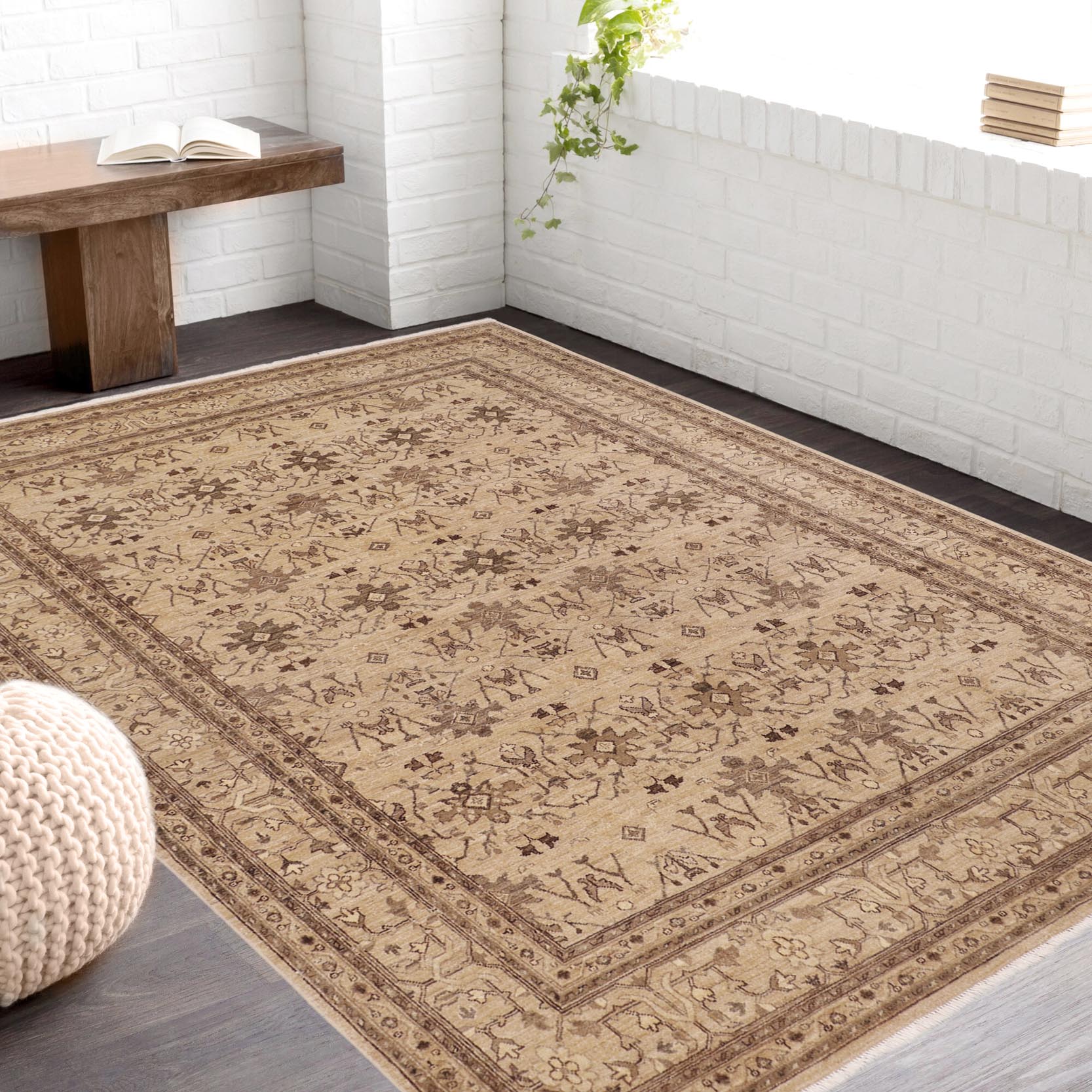 handmade Transitional Kafkaz Tan Tan Hand Knotted RECTANGLE 100% WOOL area rug 8' x 10'