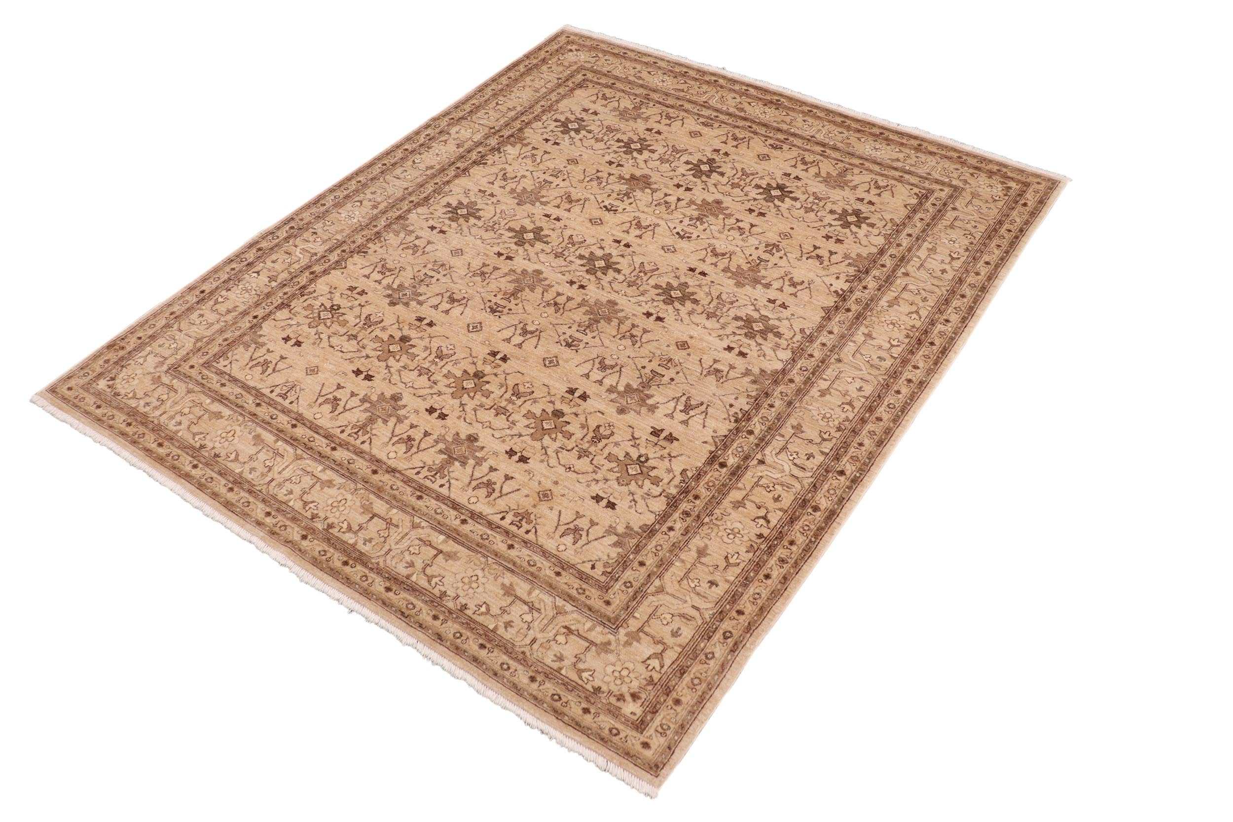 handmade Transitional Kafkaz Tan Tan Hand Knotted RECTANGLE 100% WOOL area rug 8' x 10'