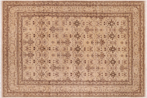 handmade Transitional Kafkaz Tan Tan Hand Knotted RECTANGLE 100% WOOL area rug 8' x 10'