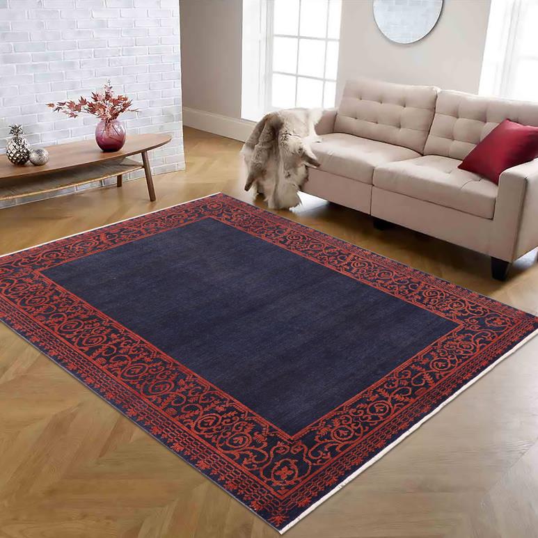 handmade Modern Kafkaz Blue Rust Hand Knotted RECTANGLE 100% WOOL area rug 8 x 10