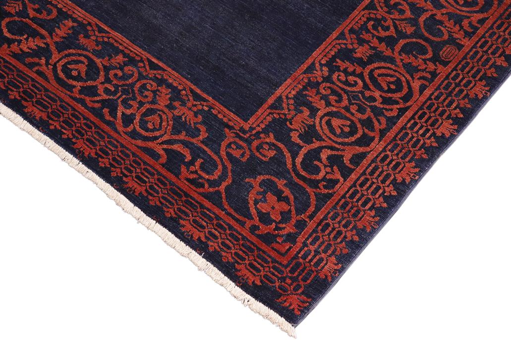handmade Modern Kafkaz Blue Rust Hand Knotted RECTANGLE 100% WOOL area rug 8 x 10