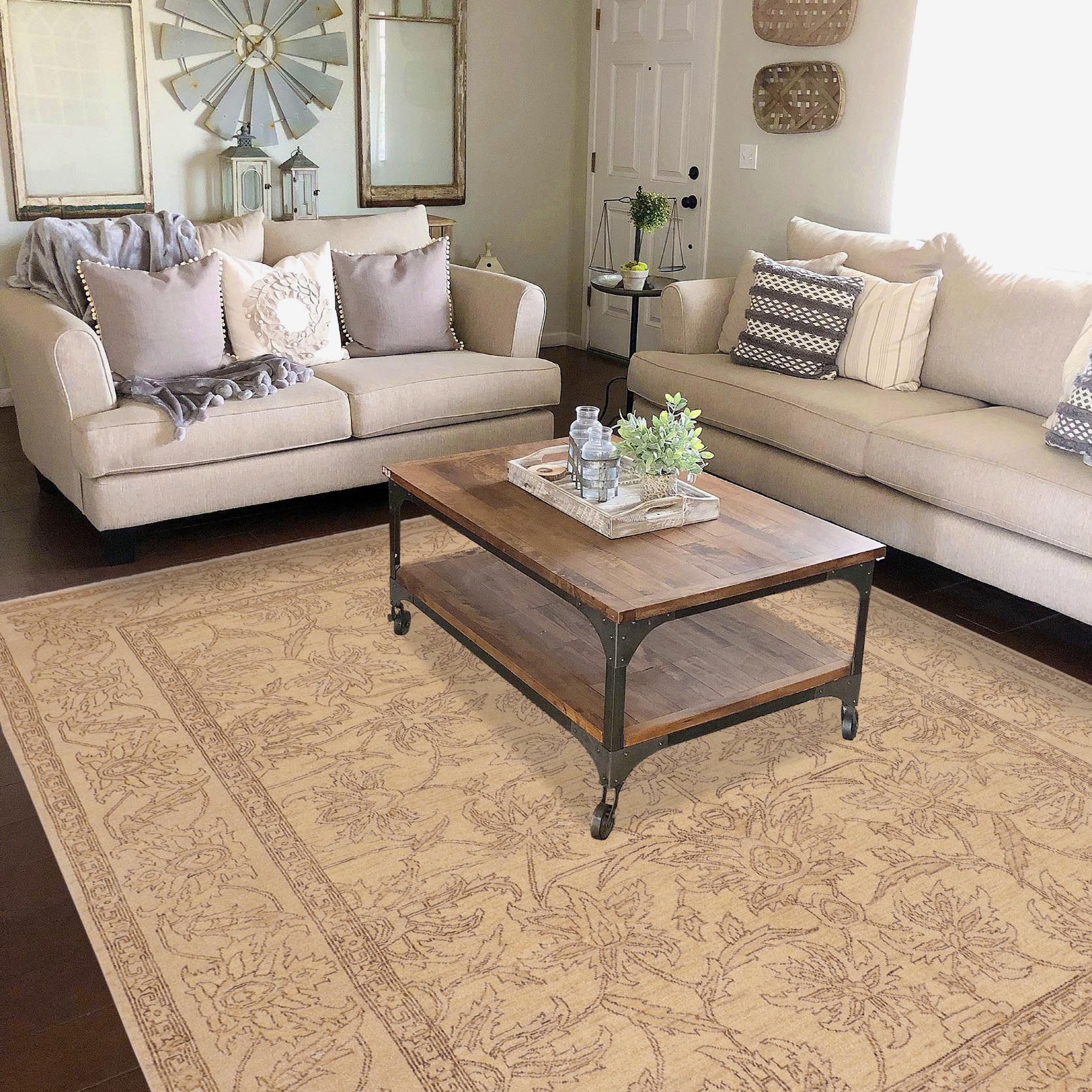 handmade Traditional Kafkaz Tan Brown Hand Knotted RECTANGLE 100% WOOL area rug 8x10