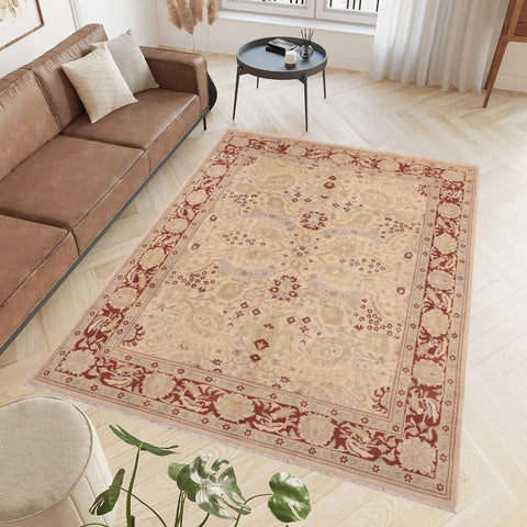 handmade Traditional Kafkaz Beige Brown Hand Knotted RECTANGLE 100% WOOL area rug 8x10