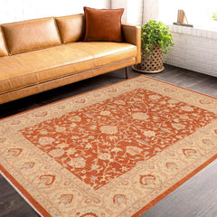 handmade Traditional Kafkaz Rust Beige Hand Knotted RECTANGLE 100% WOOL area rug 8 x 10