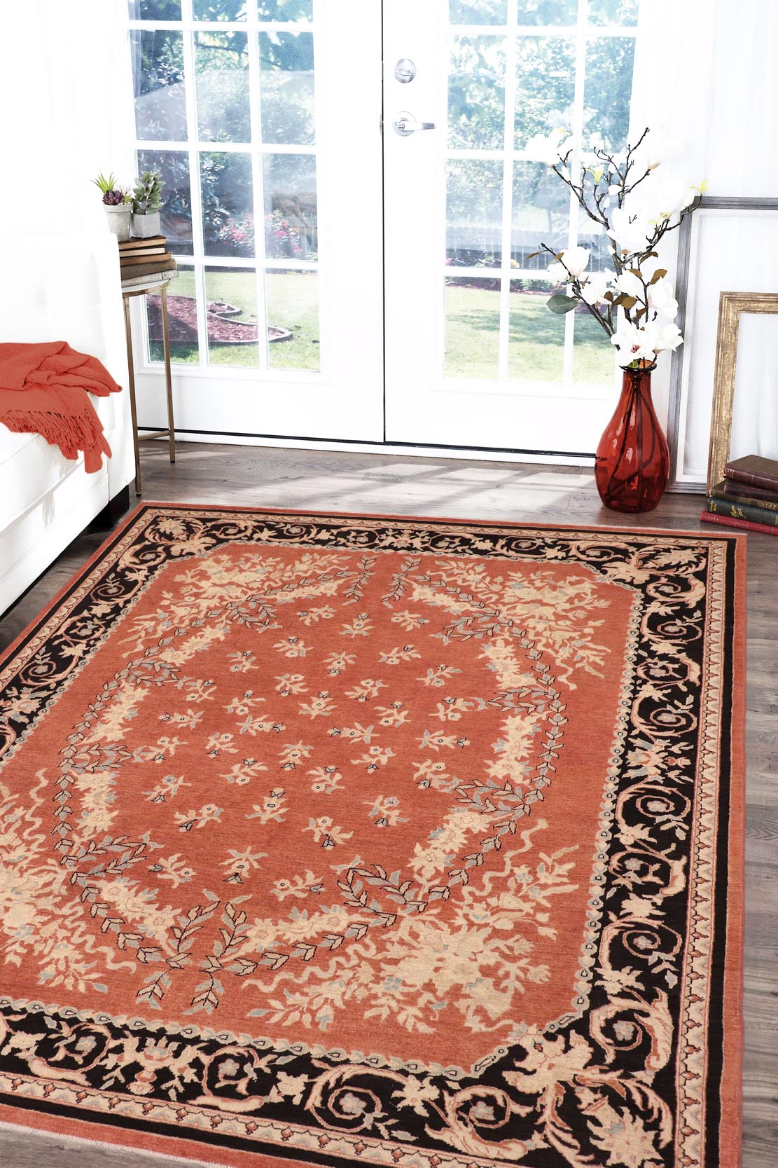 handmade Traditional Kafkaz Rust Black Hand Knotted RECTANGLE 100% WOOL area rug 10x13