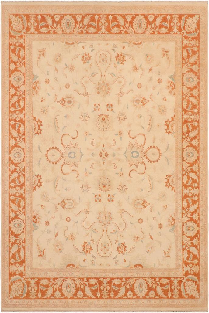 handmade Traditional Kafkaz Beige Orange Hand Knotted RECTANGLE 100% WOOL area rug 8 x 10