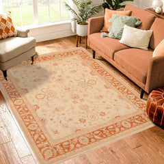 handmade Traditional Kafkaz Beige Orange Hand Knotted RECTANGLE 100% WOOL area rug 8 x 10