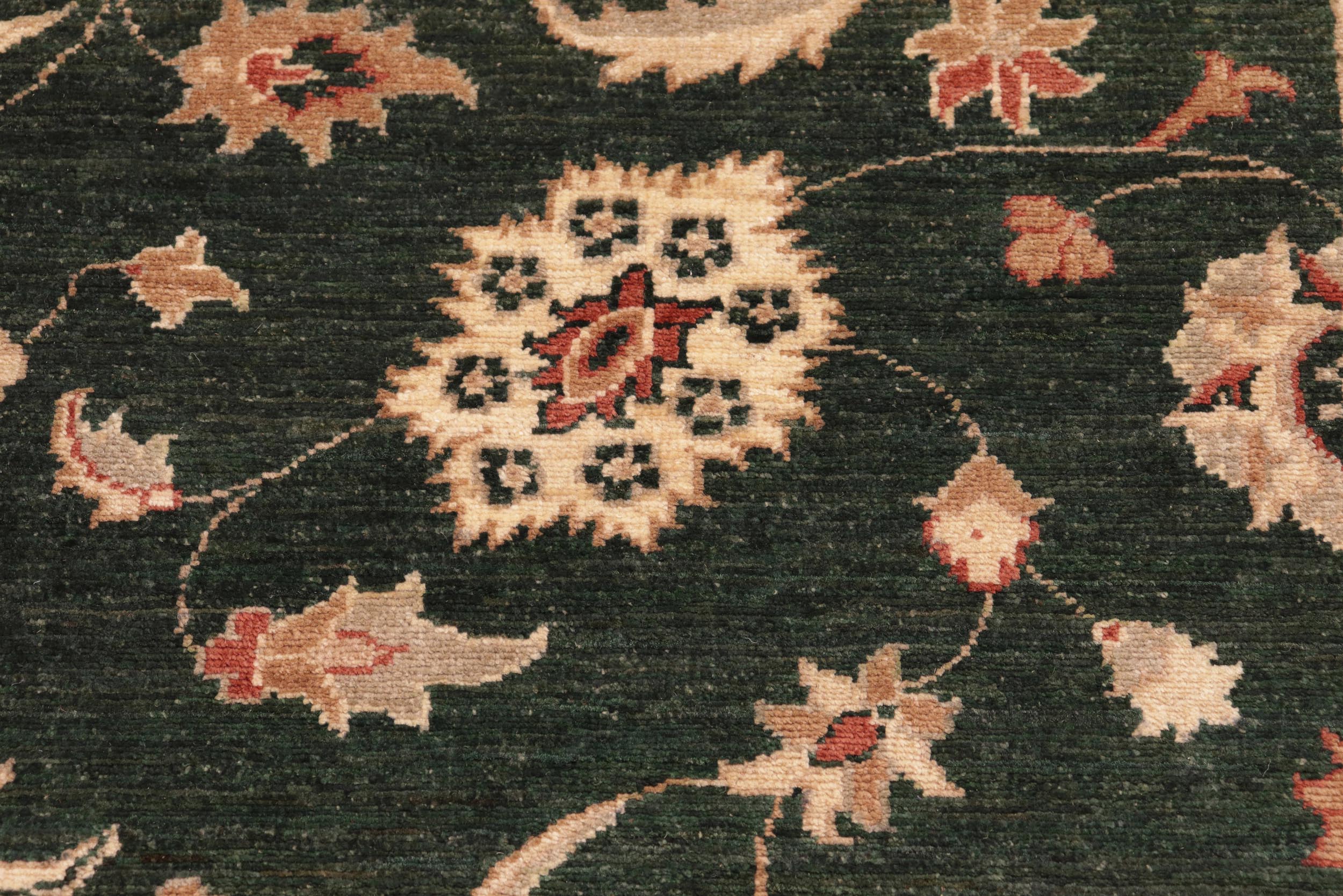 handmade Transitional Kafkaz Green Beige Hand Knotted RECTANGLE 100% WOOL area rug 8' x 10'
