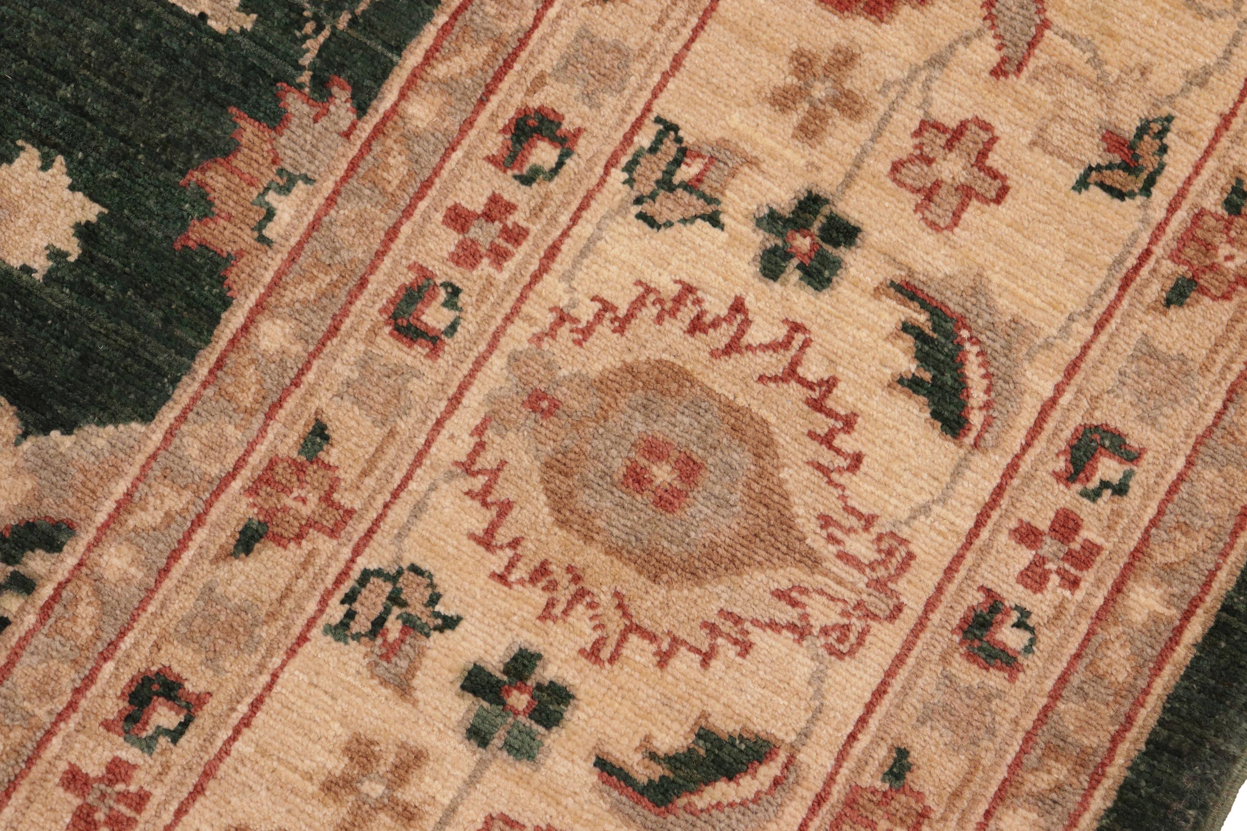 handmade Transitional Kafkaz Green Beige Hand Knotted RECTANGLE 100% WOOL area rug 8' x 10'