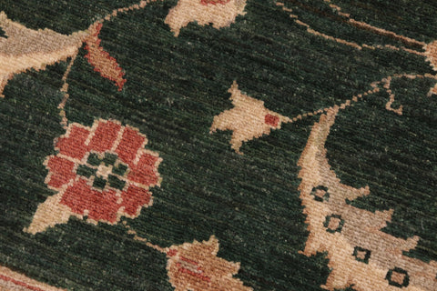 handmade Transitional Kafkaz Green Beige Hand Knotted RECTANGLE 100% WOOL area rug 8' x 10'