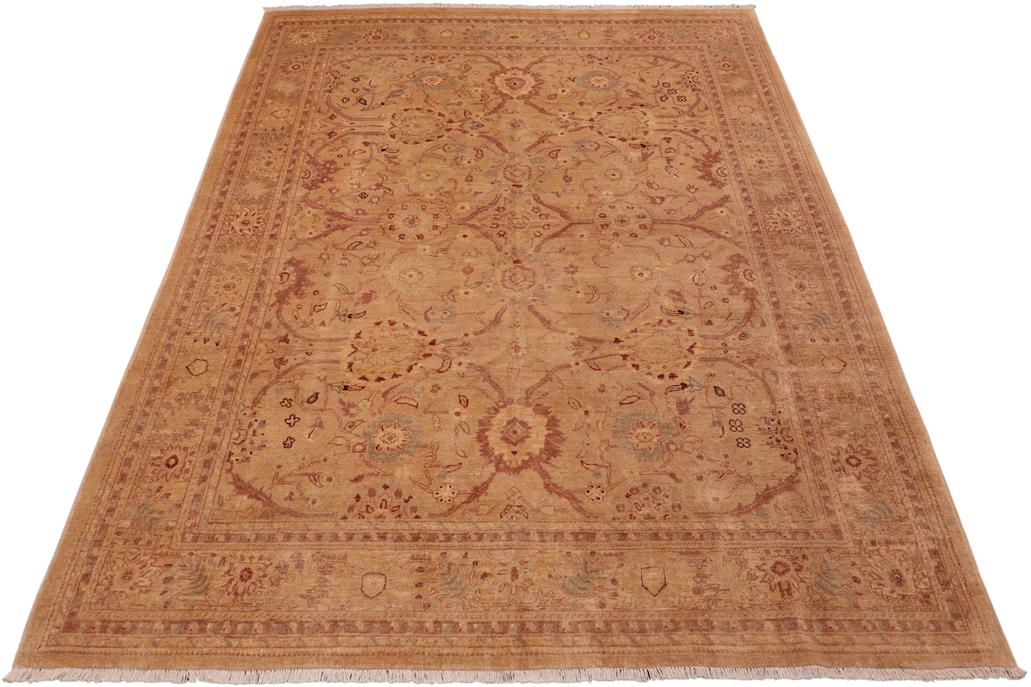 handmade Transitional Kafkaz Tan Nude Hand Knotted RECTANGLE 100% WOOL area rug 8 x 9