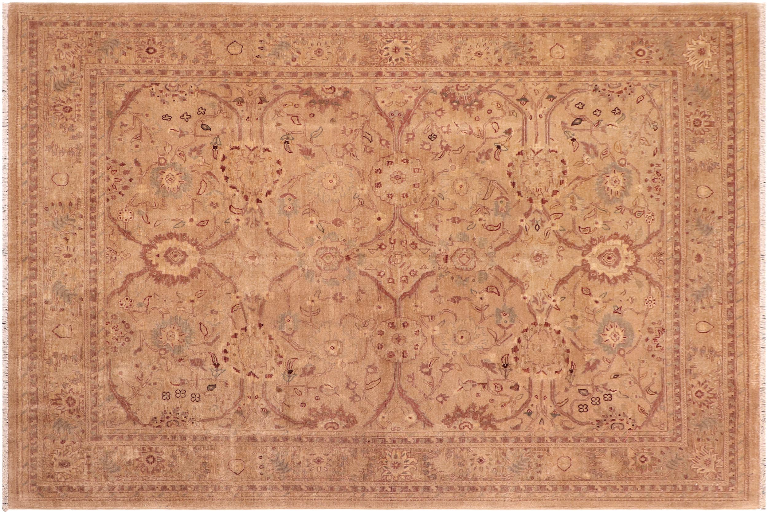 handmade Traditional Kafkaz Tan Nude Hand Knotted RECTANGLE 100% WOOL area rug 8x9