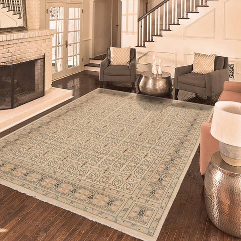 handmade Transitional Kafkaz Beige Lt. Brown Hand Knotted RECTANGLE 100% WOOL area rug 8' x 10'