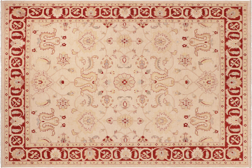handmade Traditional Kafkaz Beige Red Hand Knotted RECTANGLE 100% WOOL area rug 8x10