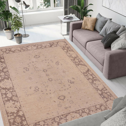 handmade Traditional Kafkaz Tan Brown Hand Knotted RECTANGLE 100% WOOL area rug 8x10
