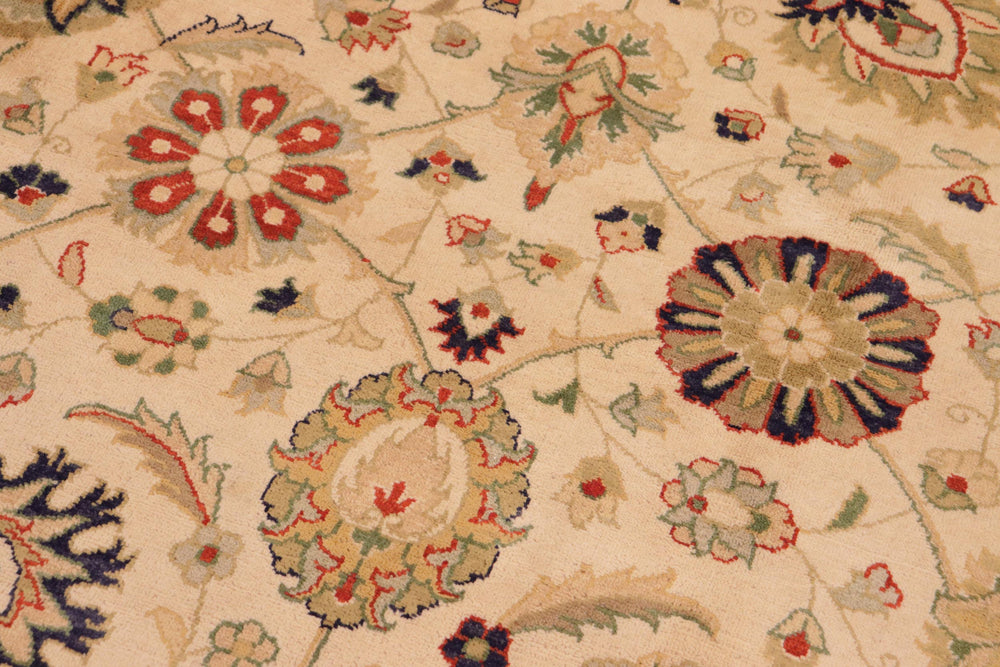 handmade Transitional Kashan Beige Tan Hand Knotted RECTANGLE 100% WOOL area rug 8' x 10'