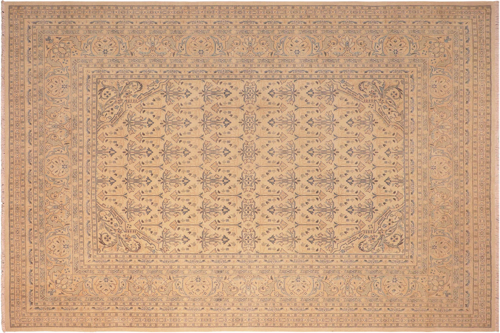 handmade Transitional Antique Beige Rose Hand Knotted RECTANGLE 100% WOOL area rug 8x10