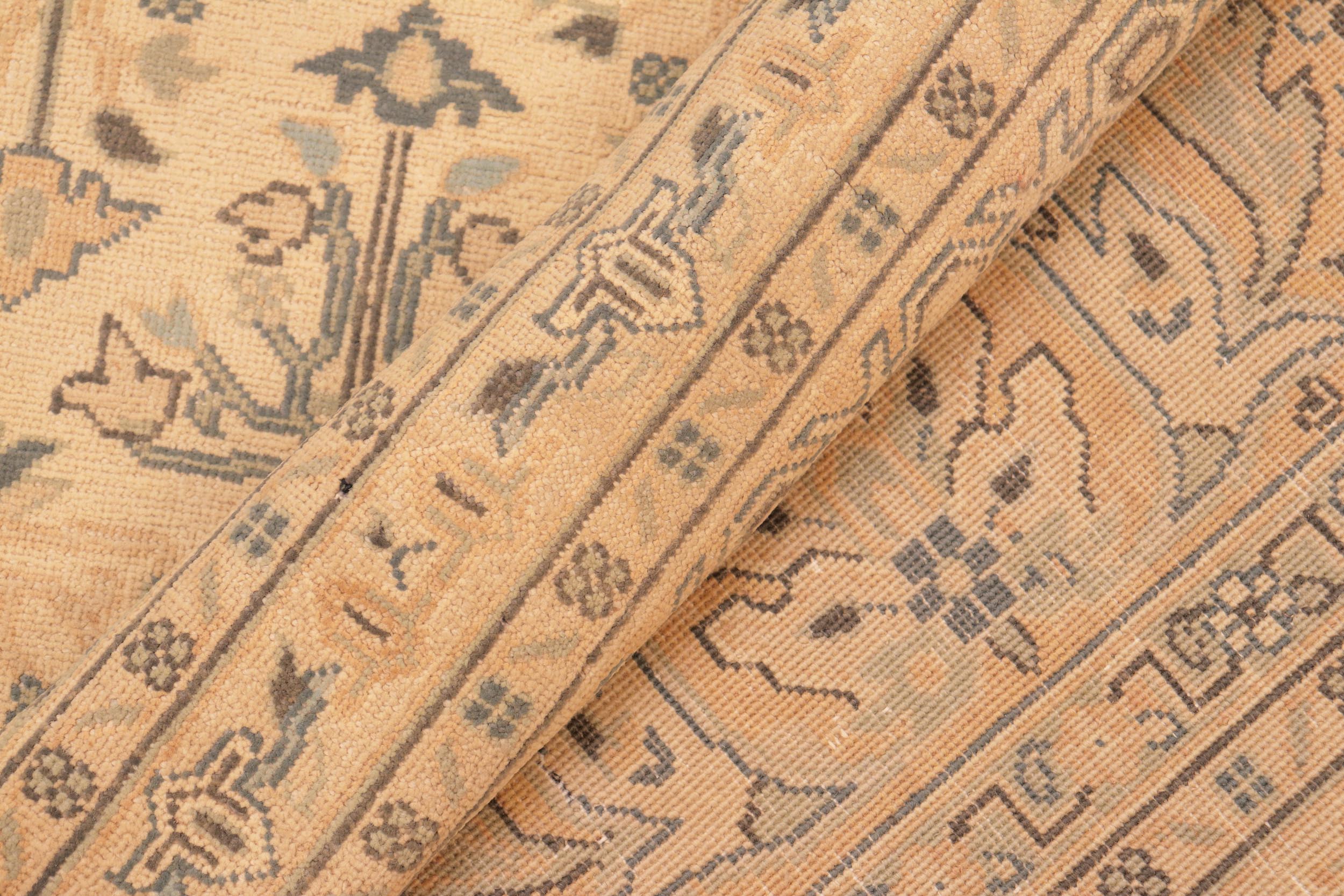 handmade Transitional Antique Beige Rose Hand Knotted RECTANGLE 100% WOOL area rug 8x10