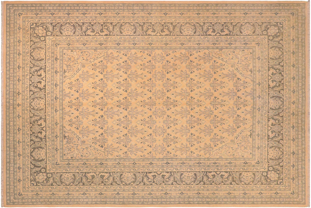 handmade Transitional Kafkaz Beige Charcoal Hand Knotted RECTANGLE 100% WOOL area rug 8x10