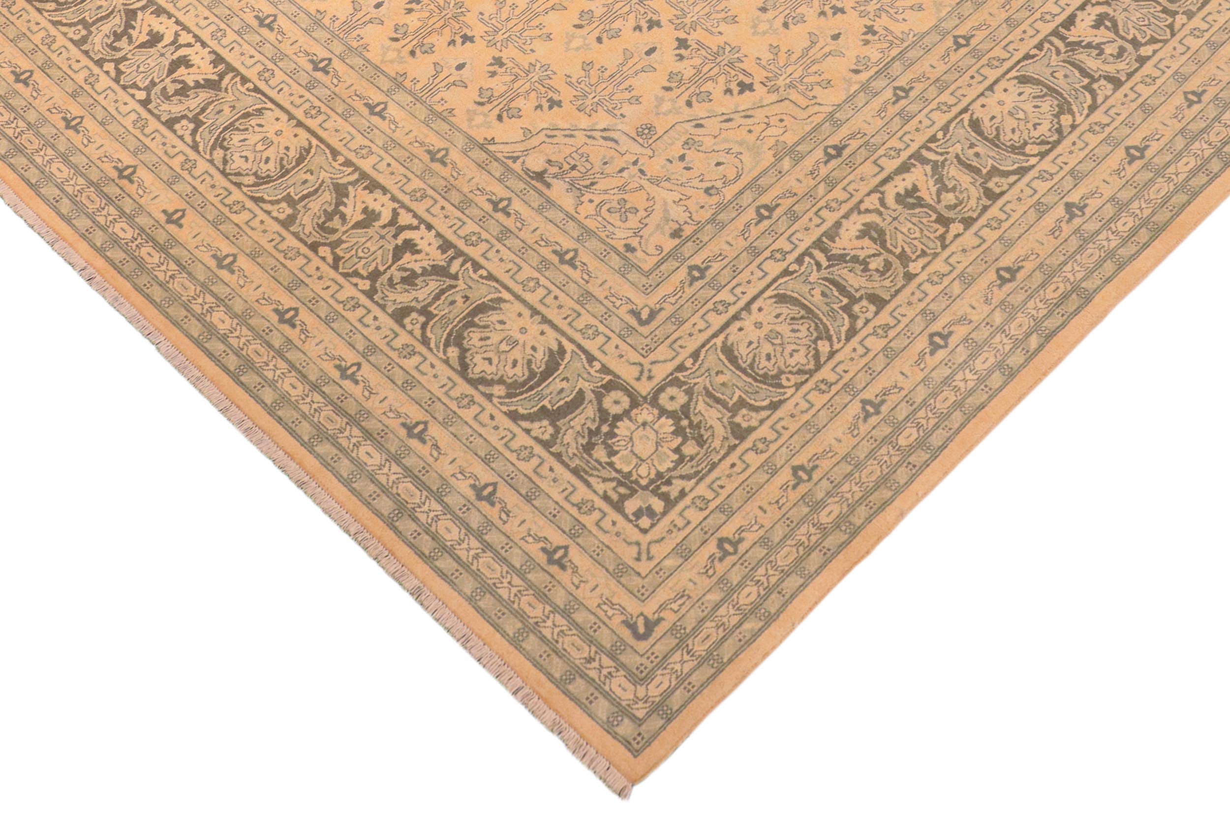 handmade Transitional Kafkaz Beige Charcoal Hand Knotted RECTANGLE 100% WOOL area rug 8x10