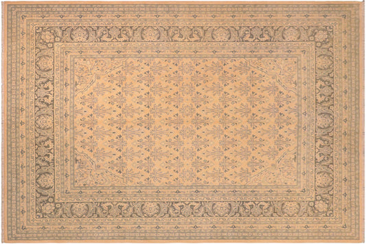 handmade Transitional Kafkaz Beige Charcoal Hand Knotted RECTANGLE 100% WOOL area rug 8x10