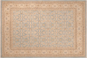 8x10 hand knotted transitional wool rug in beige and tan - Eclectic Cordia