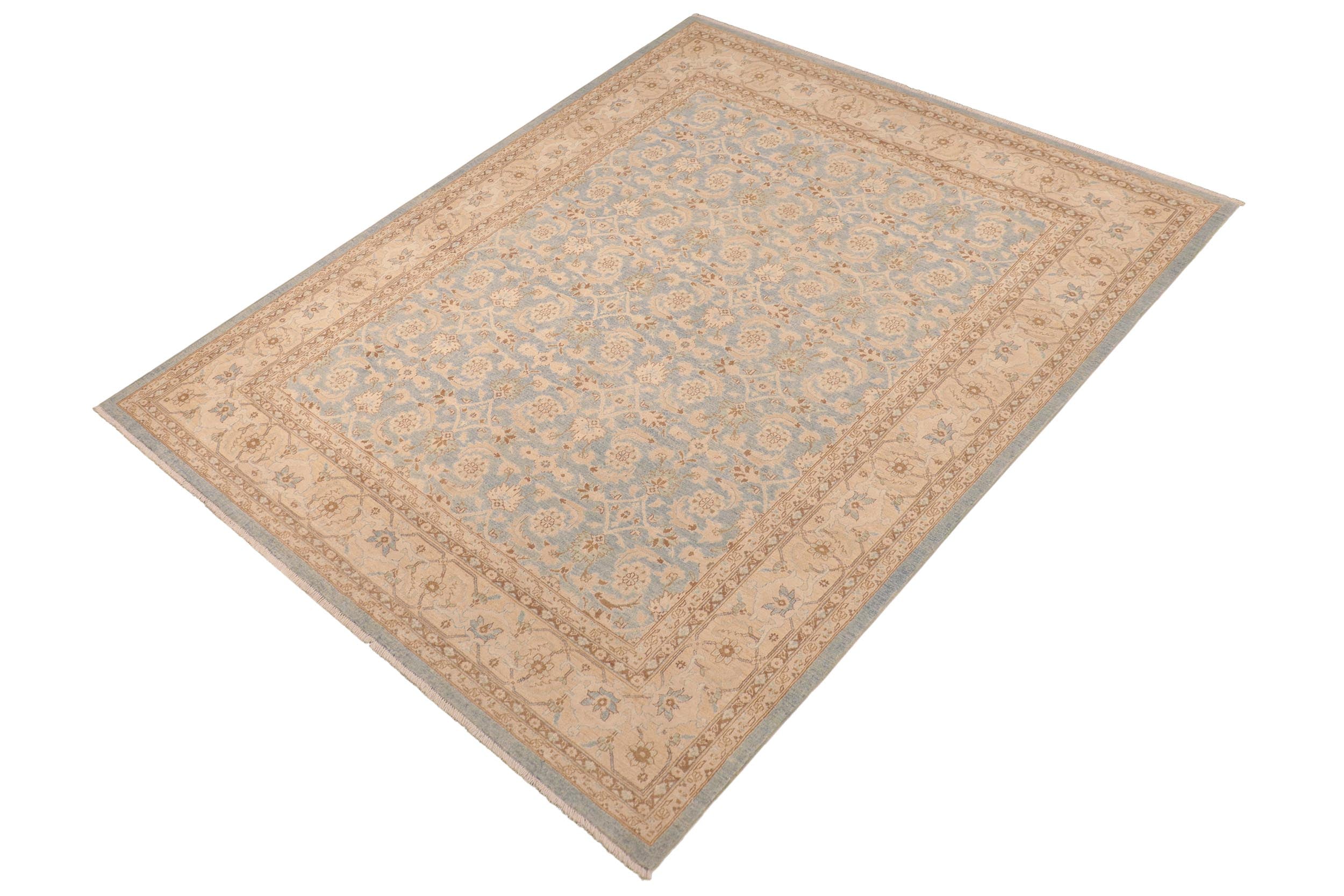 handmade Transitional Kafkaz Beige Tan Hand Knotted RECTANGLE 100% WOOL area rug 8' x 10'