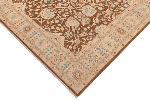 handmade Transitional Kafkaz Brown Beige Hand Knotted RECTANGLE 100% WOOL area rug 8' x 10'