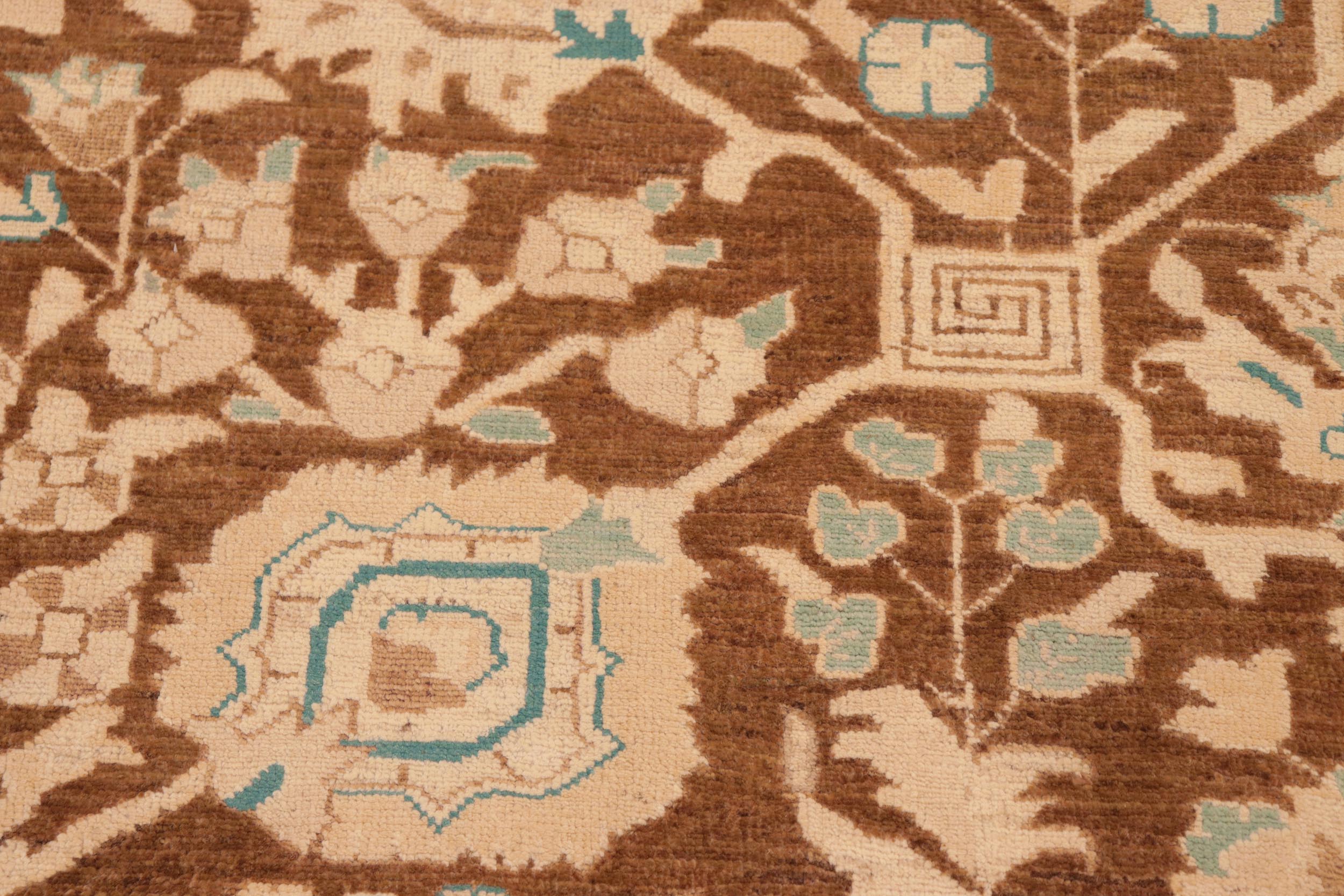 handmade Transitional Kafkaz Brown Beige Hand Knotted RECTANGLE 100% WOOL area rug 8' x 10'