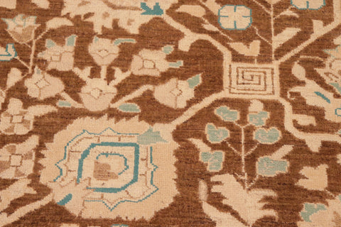 handmade Transitional Kafkaz Brown Beige Hand Knotted RECTANGLE 100% WOOL area rug 8' x 10'