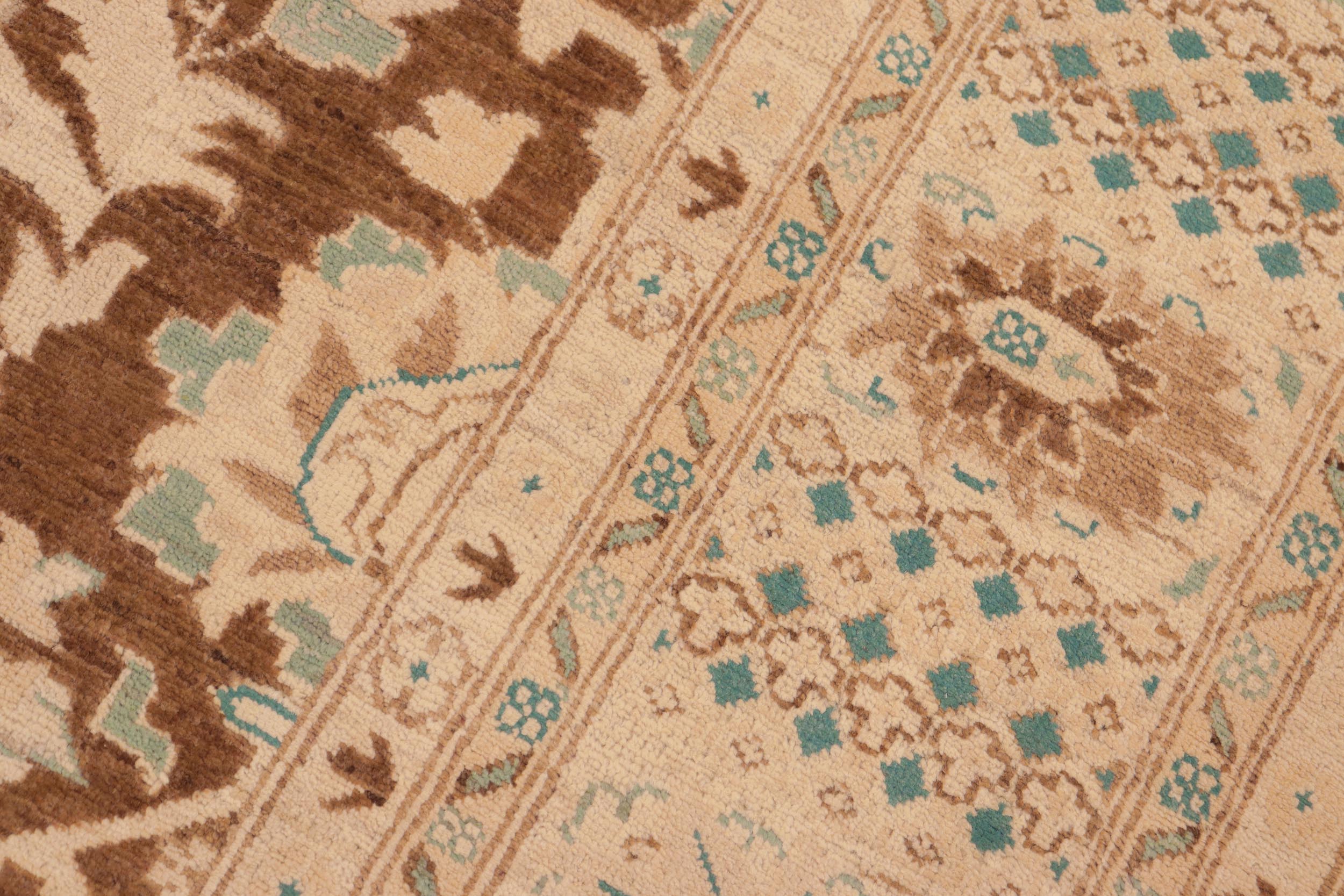 handmade Transitional Kafkaz Brown Beige Hand Knotted RECTANGLE 100% WOOL area rug 8' x 10'