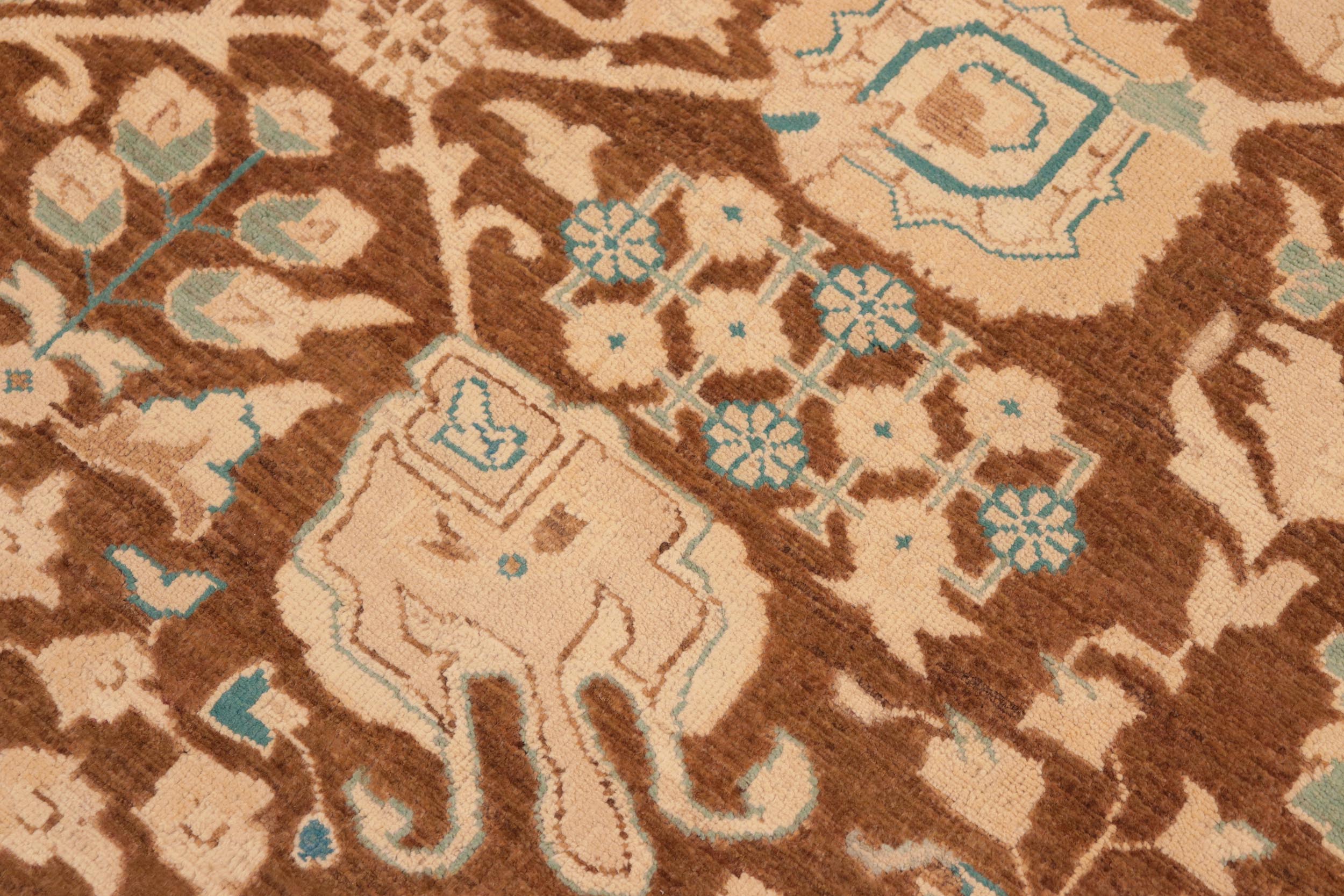 handmade Transitional Kafkaz Brown Beige Hand Knotted RECTANGLE 100% WOOL area rug 8' x 10'