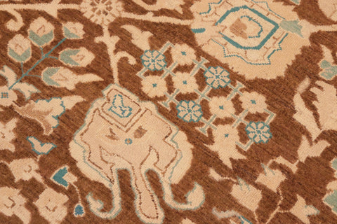 handmade Transitional Kafkaz Brown Beige Hand Knotted RECTANGLE 100% WOOL area rug 8' x 10'
